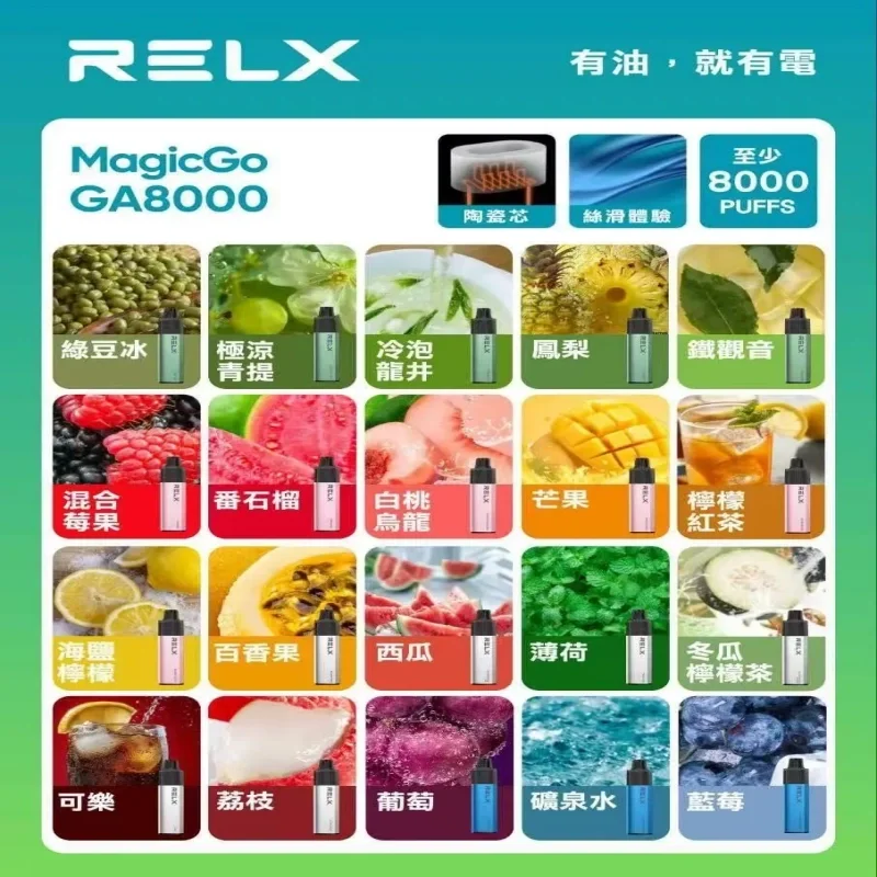 【冬瓜檸檬】悅刻Relx GA8000拋棄式電子煙|8000口一次性煙桿|陶瓷霧化芯